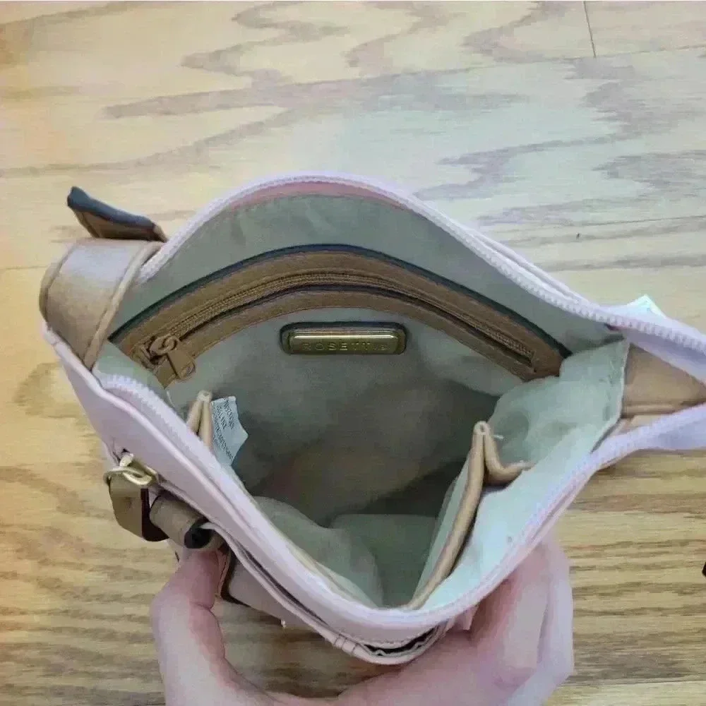 Rosetti Pink and Brown Faux Leather Crossbody Bag